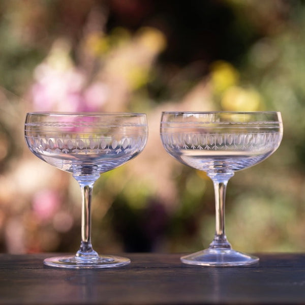 Set Of Six Ovals Art Deco Style Wine Glasses By The Vintage List